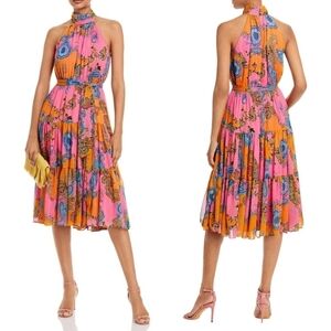 🔥Aqua Halter Neck Tiered Mid-Calf Dress